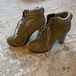 Dolce Vita Women's Lace-Up Suede Ankle Bootie in Olive